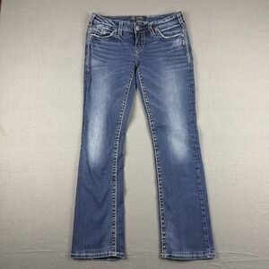 Silver Jeans Aiko Womens 32x30* Slim Boot Mid Rise Dark Blue Denim Measures READ